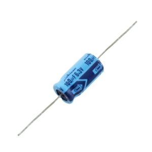 خازن الکترولیتی مقاومتی 100uF / 6.3V آکسیال ژاپنی مارک Nichicon