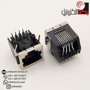 سوکت کانکتور شبکه ماده RJ45 پلاستیکی مشکی رایت انگل 8 پین