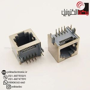 سوکت کانکتور شبکه مادگی RJ45 فلزی طوسی 8 پین