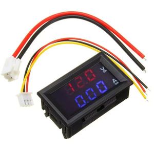 ولت متر و آمپر متر پنلی 10A-100V دو رنگ قرمز و آبی با قابلیت کالیبره ولتاژ و جریان V2.0