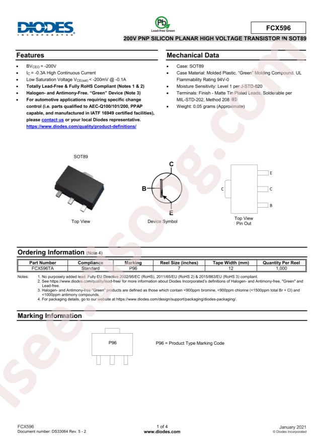 Diodes Incorporated FCX596TA