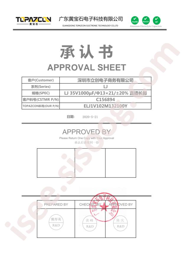 Guangdong TOPAZ Elec Tech ECLJ1321102M035P00