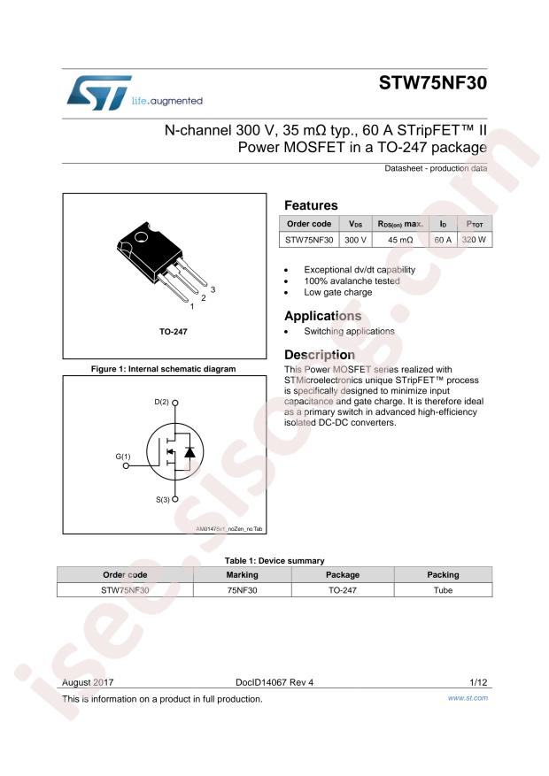 STMicroelectronics STW75NF30