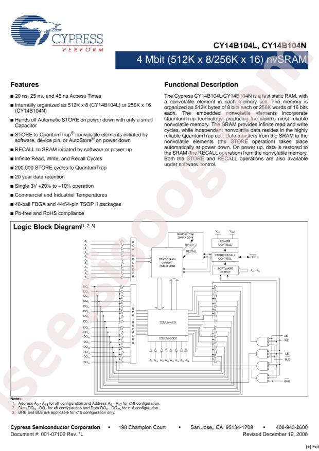Infineon/Cypress Semicon CY14B104N-BA45XI