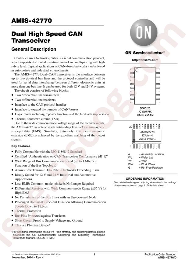 onsemi AMIS42770ICAW1G