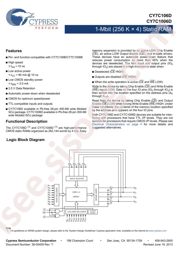 Infineon/Cypress Semicon CY7C1006D-10VXI