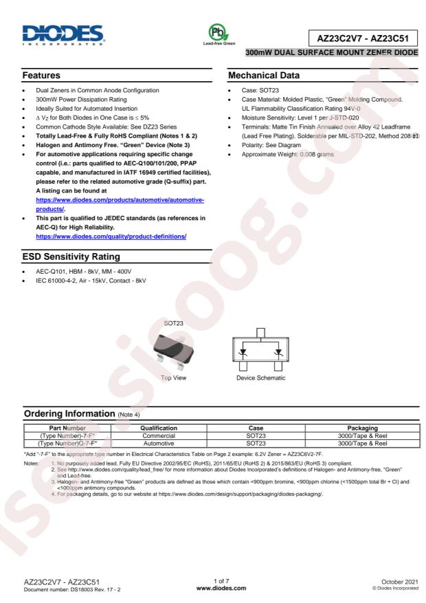 Diodes Incorporated AZ23C6V2-7-F