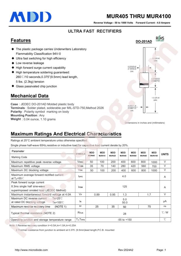 MDD(Microdiode Semiconductor) MUR460