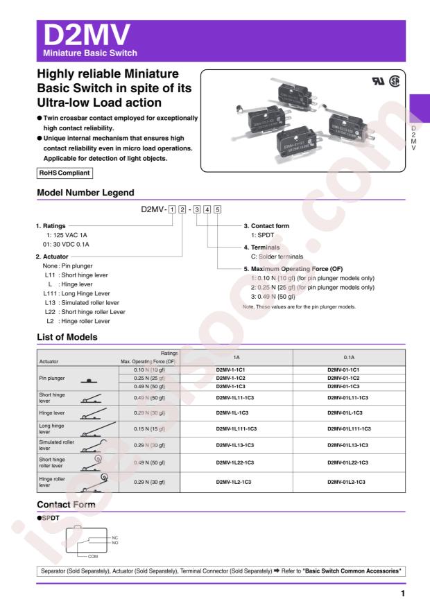 OMRON D2MV1L221C4