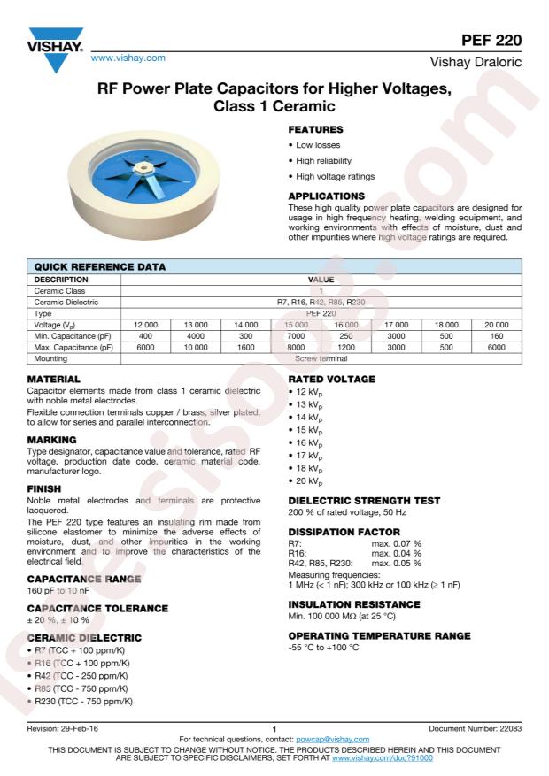 Vishay Intertech PEF220WL25136BF1