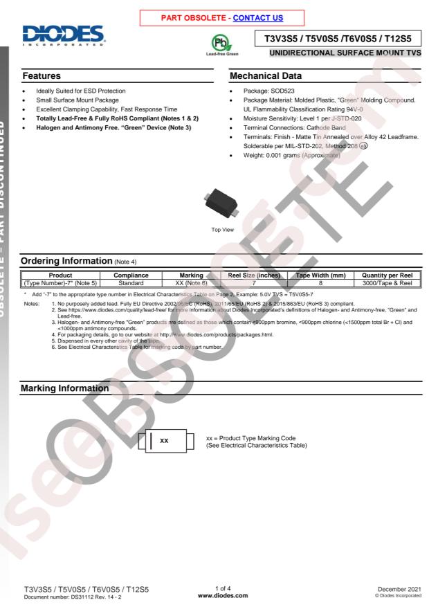 Diodes Incorporated T3V3S5-7