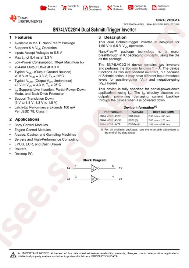 Texas Instruments SN74LVC2G14DBVRG4