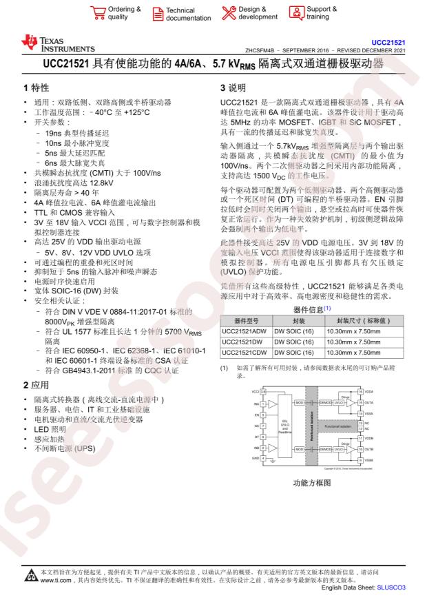 Texas Instruments UCC21521CDW