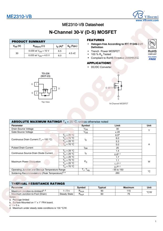 VBsemi Elec ME2310-VB