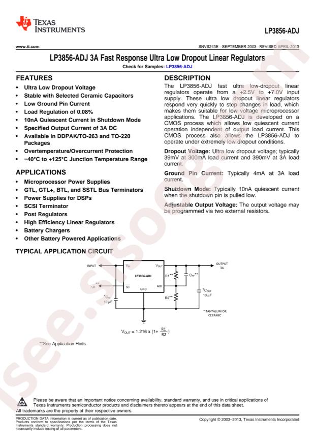 Texas Instruments LP3856ES-ADJ/NOPB