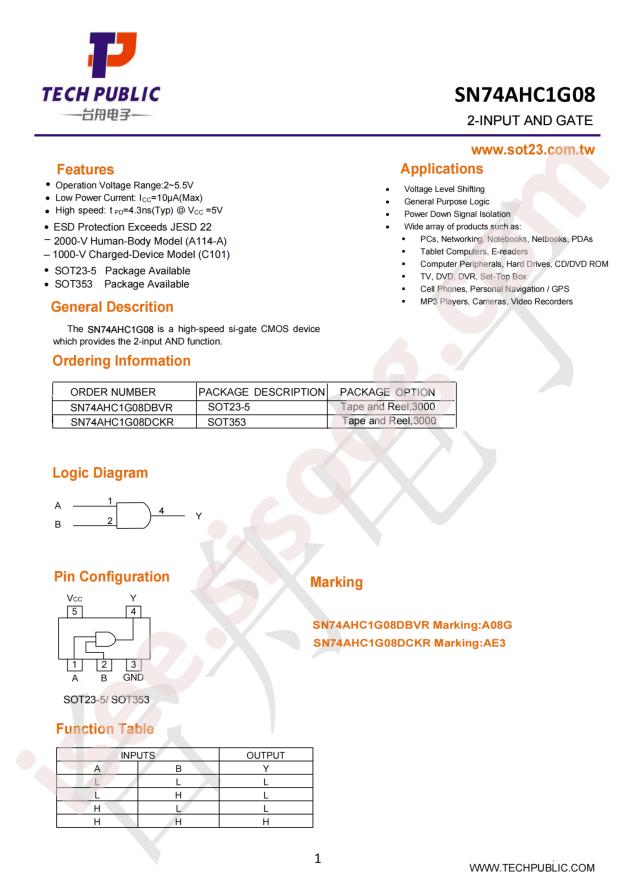 TECH PUBLIC SN74AHC1G08DBVR