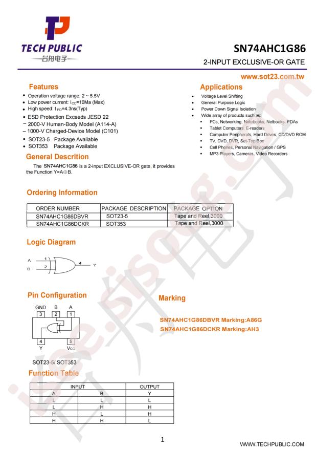 TECH PUBLIC SN74AHC1G86DCKR