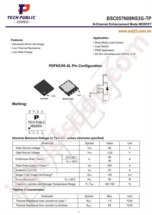 TECH PUBLIC BSC057N08NS3G-TP