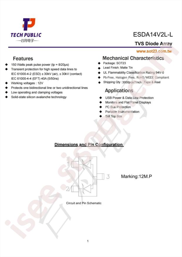 TECH PUBLIC ESDA14V2L-L