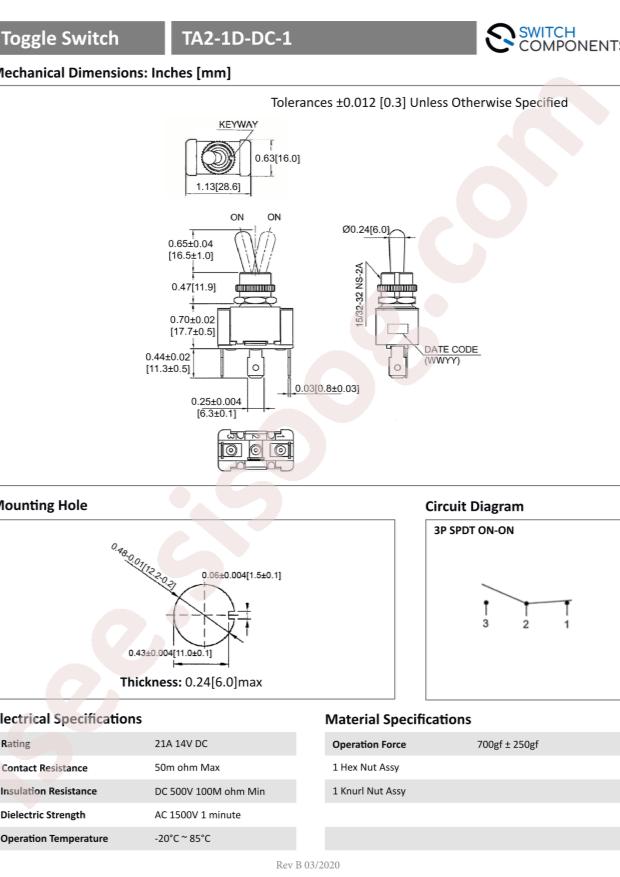 Switch Components TA2-1D-DC-1
