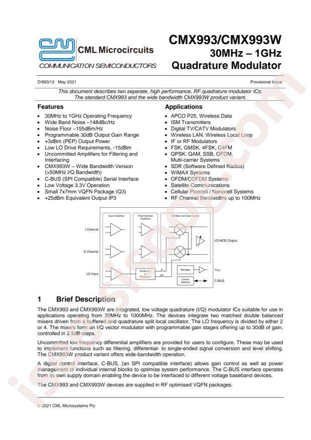 CML Microcircuits CMX993Q3