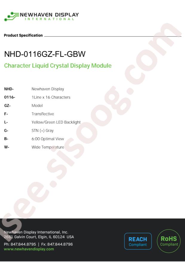 Newhaven Display(Newhaven Display International) NHD-0116GZ-FL-GBW
