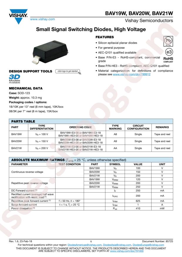 VISHAY BAV20W-E3-08