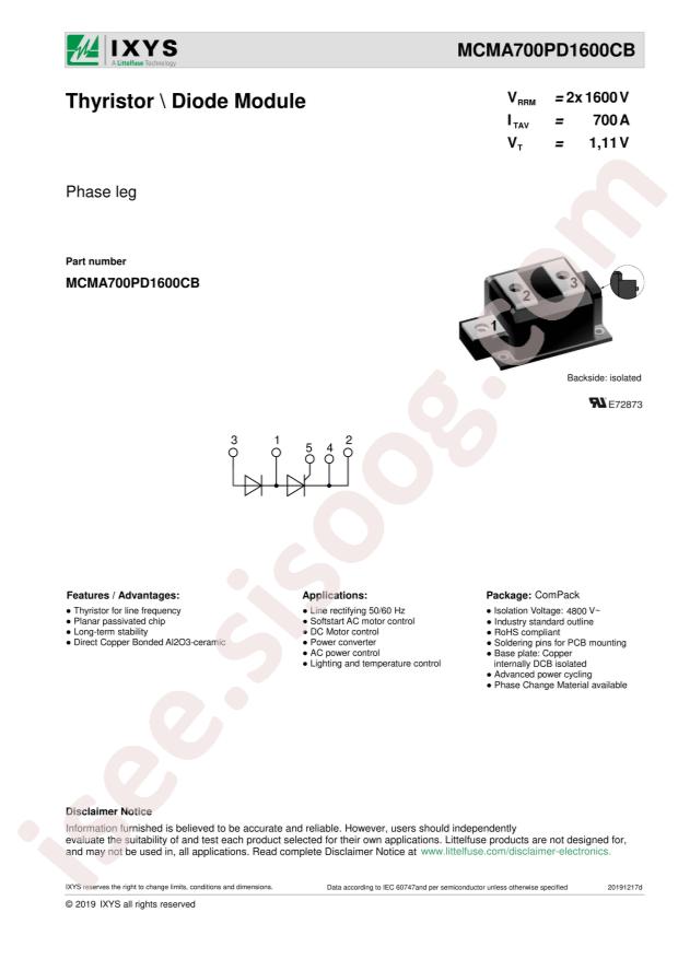 Littelfuse/IXYS MCMA700PD1600CB-PC