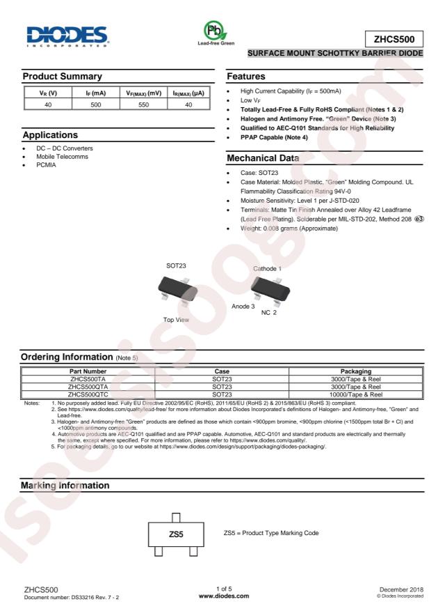 DIODES ZHCS500QTC