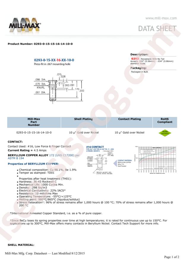 Mill-Max Mfg. Corp. 0293-0-15-15-16-14-10-0