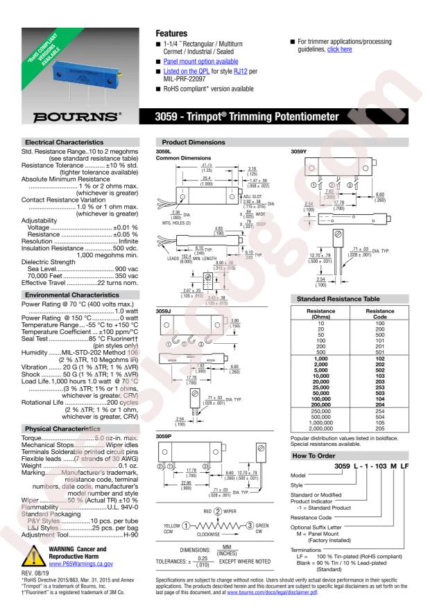 BOURNS 3059P-1-102LF