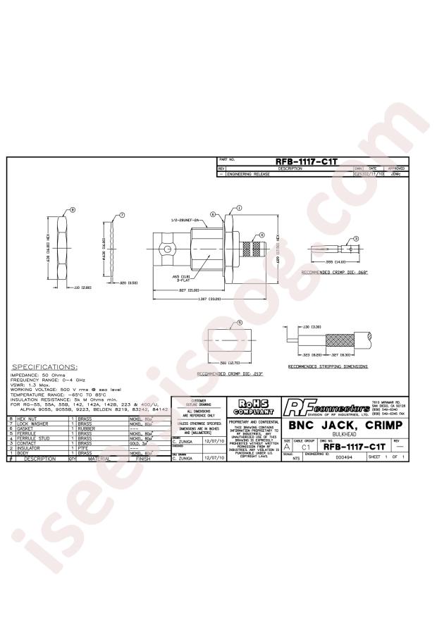RF Industries RFB-1117-C1T