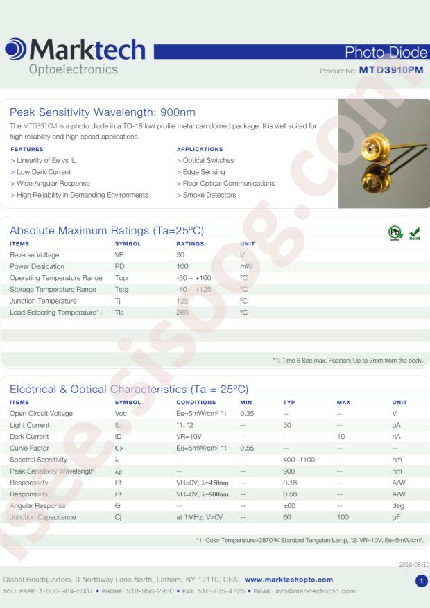 Marktech Optoelectronics MTD3910PM