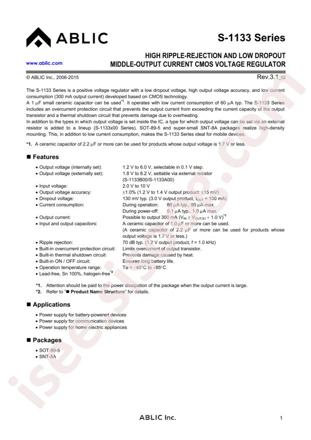 ABLIC S-1133B20-U5T1G