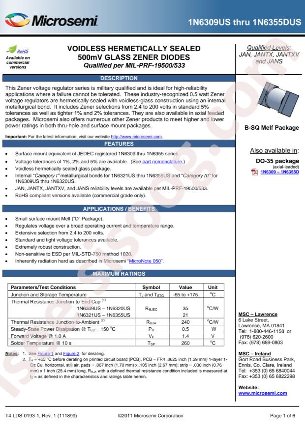 MICROCHIP JANTXV1N6333DUS