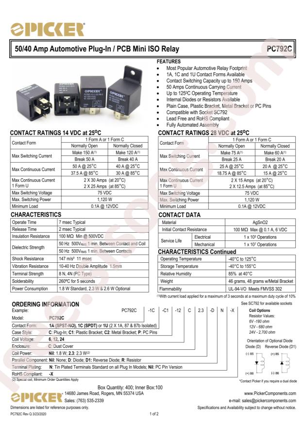 Picker Components PC792C-1C-C1-24C-N-X