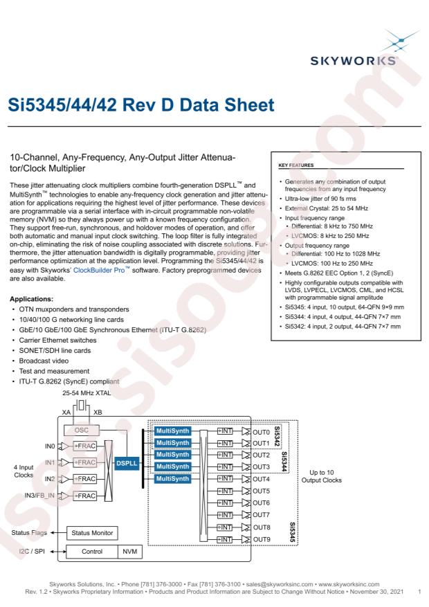 SKYWORKS SI5345B-D12478-GM
