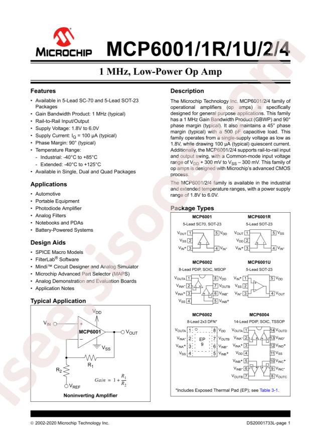 MICROCHIP MCP6001T-E/LTVAO