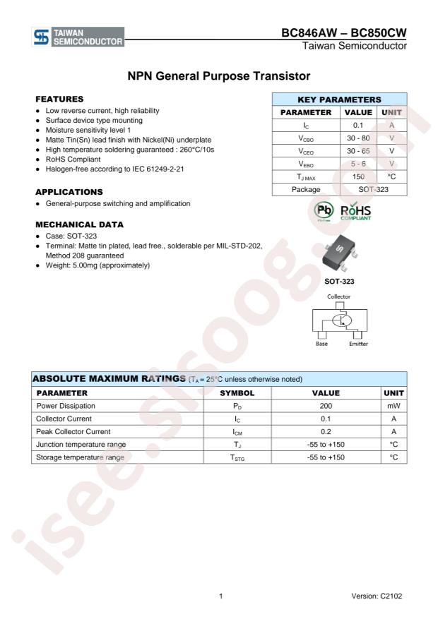 Taiwan Semiconductor BC847AW RFG