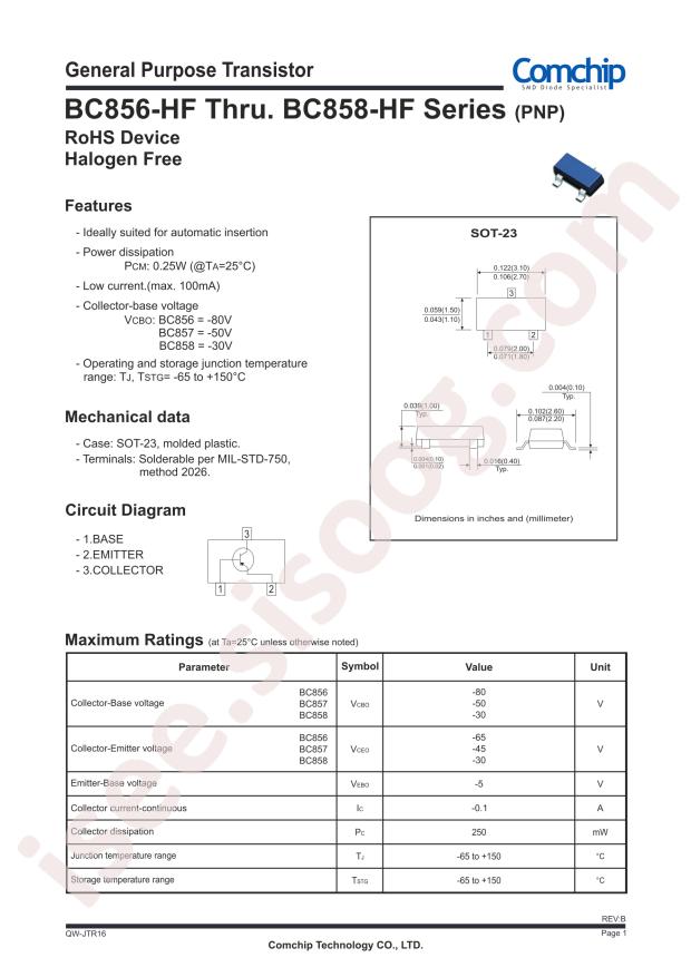 Comchip BC856A-HF