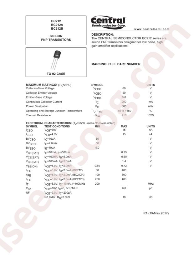 Central BC212A PBFREE