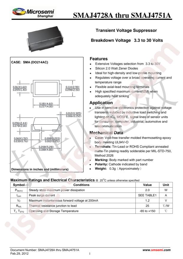MICROCHIP SMAJ4743E3/TR13