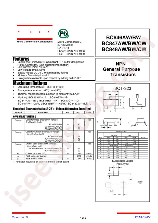 MCC BC847BW-TP