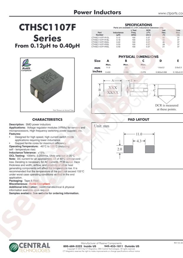 Central CTHSC1107F-R12L