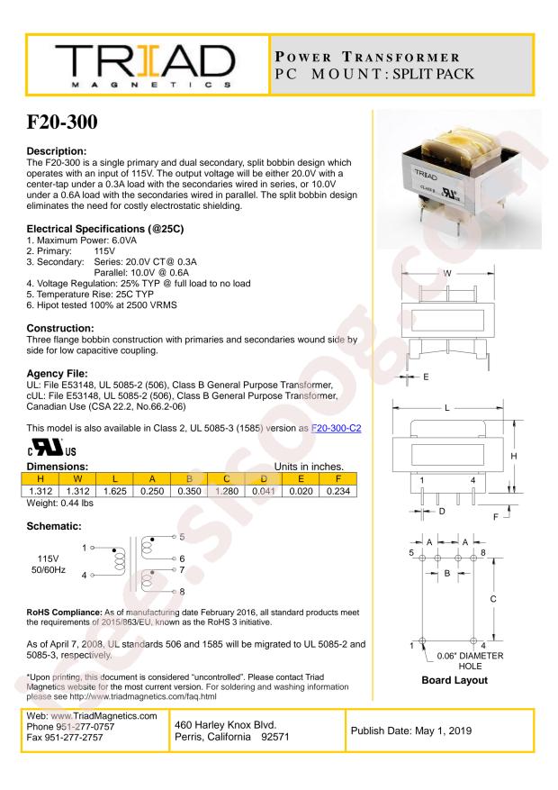 Triad Magnetics F20-300