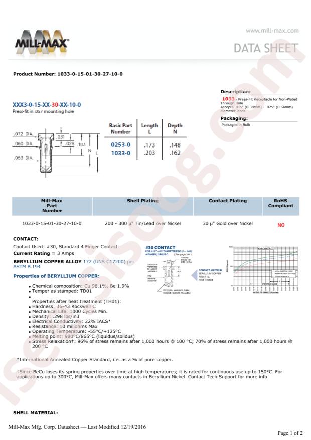 Mill-Max Mfg. Corp. 1033-0-15-01-30-27-10-0