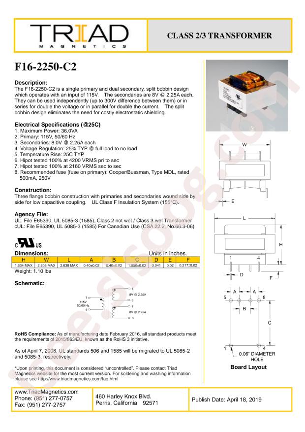 Triad Magnetics F16-2250-C2