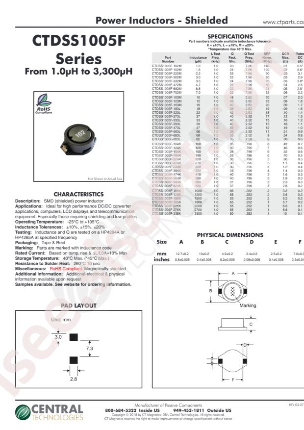 Central CTDSS1005F-104K