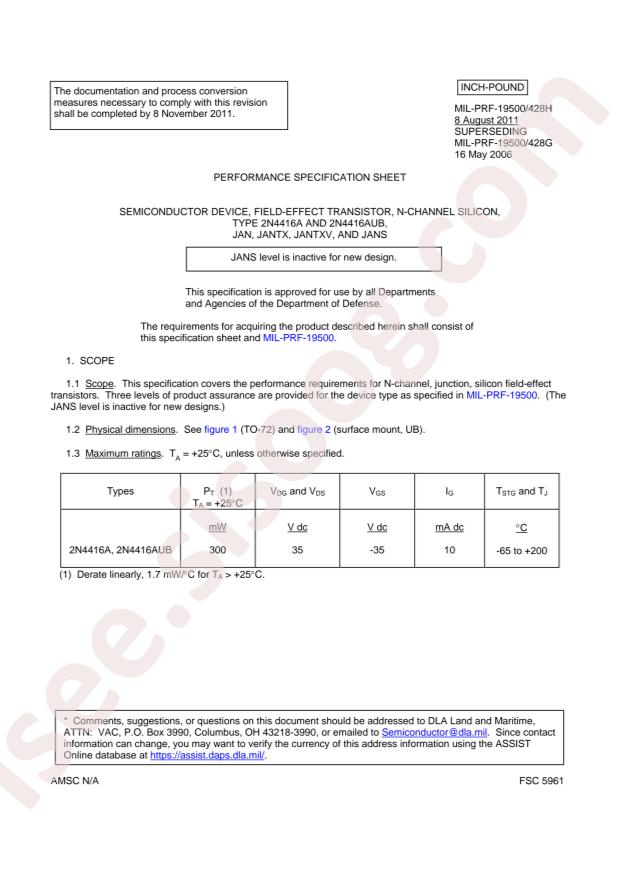 MICROCHIP 2N4416AUB/TR