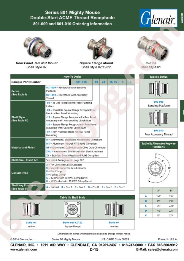 Glenair 801-007-26NF13-37PB